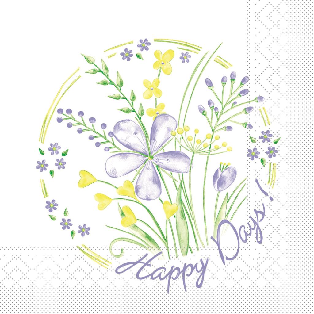 Tissue 3-lagig  Serviette  Happy Days 40 x 40 cm 1/4 Falz