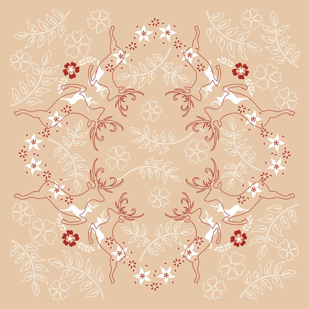 Linclass Tischdecke Leonard beige-bordea 80 x 80 cm 1/8-Falz