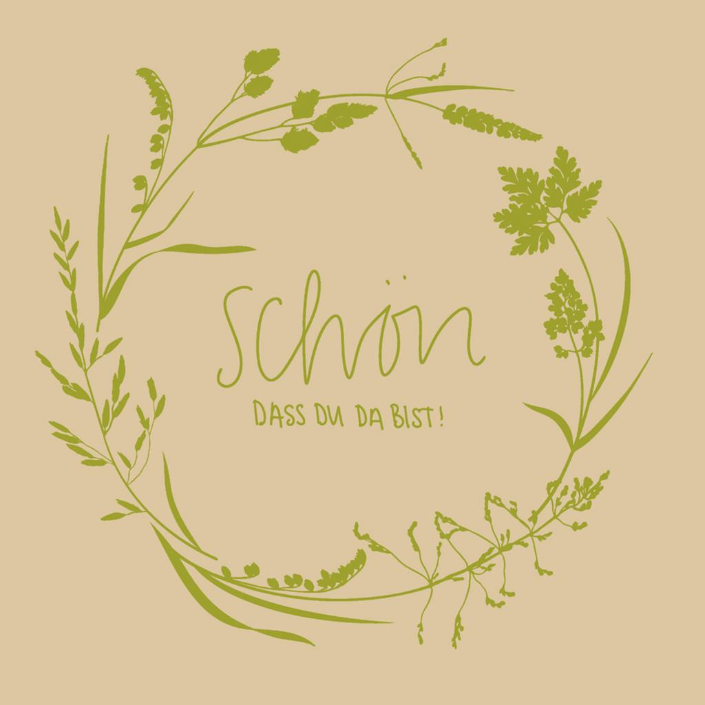 Softpoint Serviette Schön, dass du da bi 24 x 24 cm 1/4 Falz natur