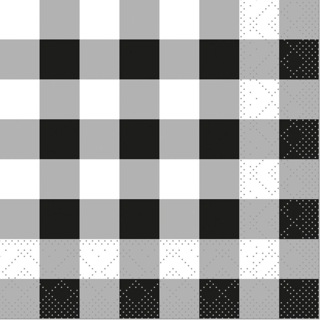 Tissue 3-lg Serviette Karo schwarz 24 x 24 cm 1/4 Falz