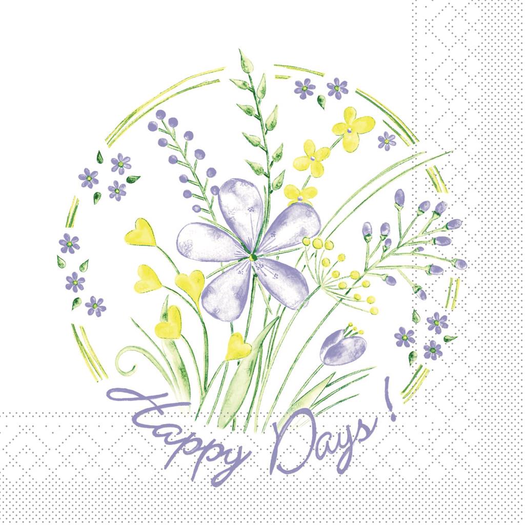 Tissue 3-lagig  Serviette  Happy Days 33 x 33 cm 1/4 Falz