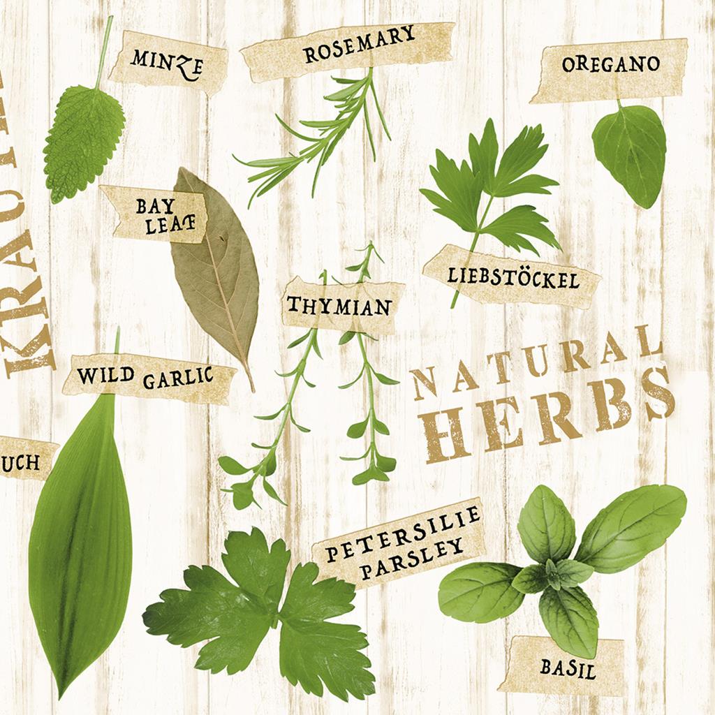 Linclass Serviette Kräuter 40 x 40 cm 1/4 Falz