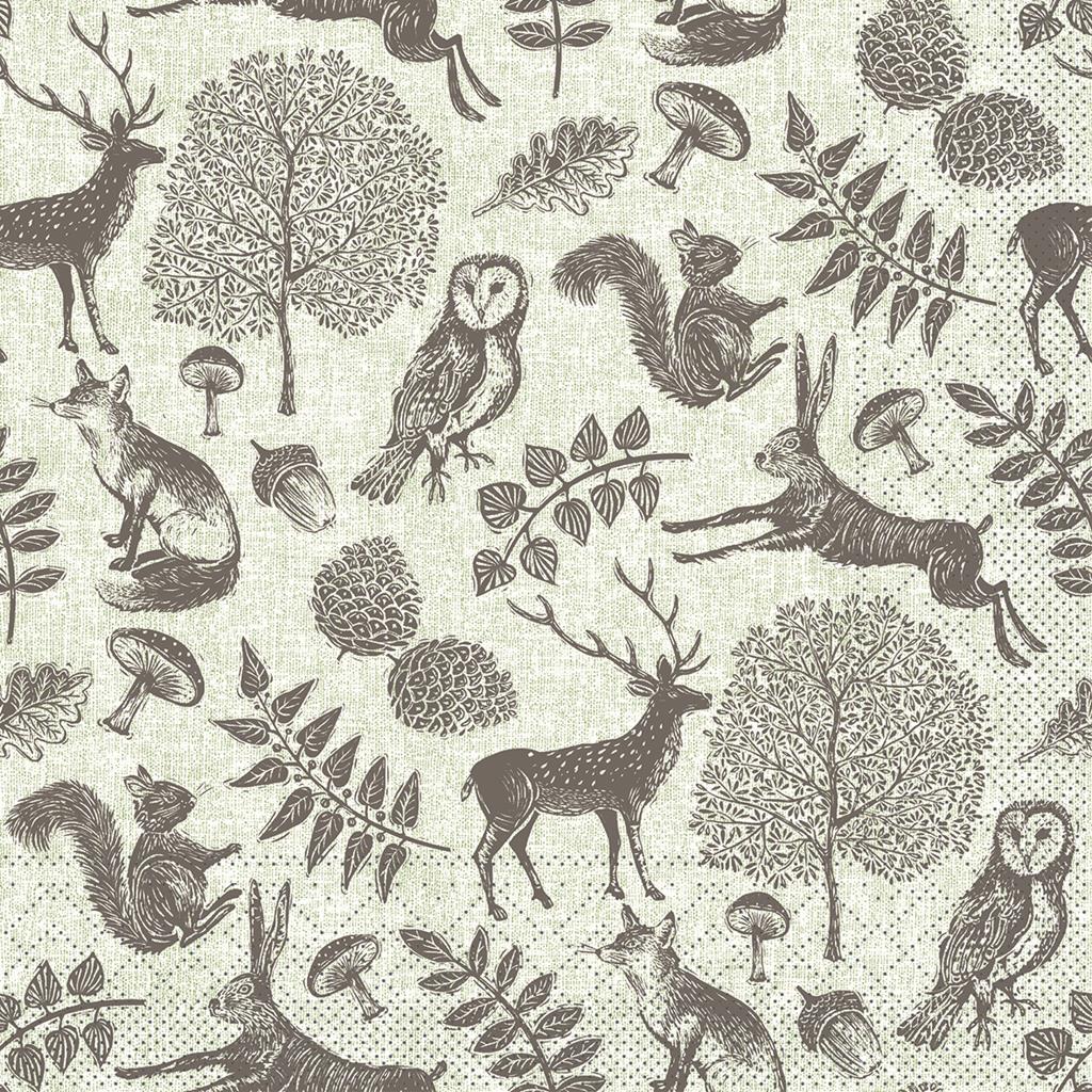 Tissue 3-lg Serviette Forest oliv 33 x 33 cm 1/4 Falz