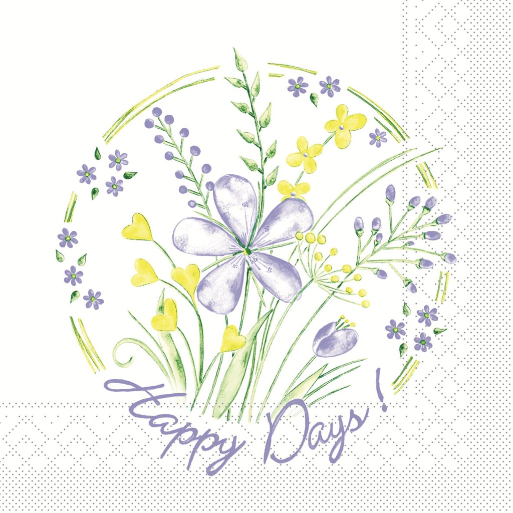Tissue Serviette Happy Days 33 x 33 cm 1/4 Falz 3-lg