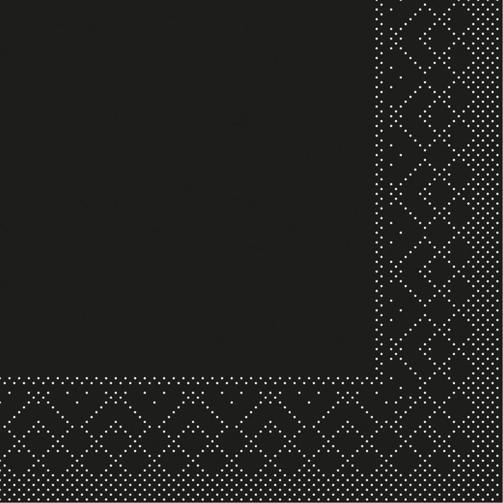 Tissue 3-lg Serviette Basic schwarz 24 x 24 cm 1/4 Falz