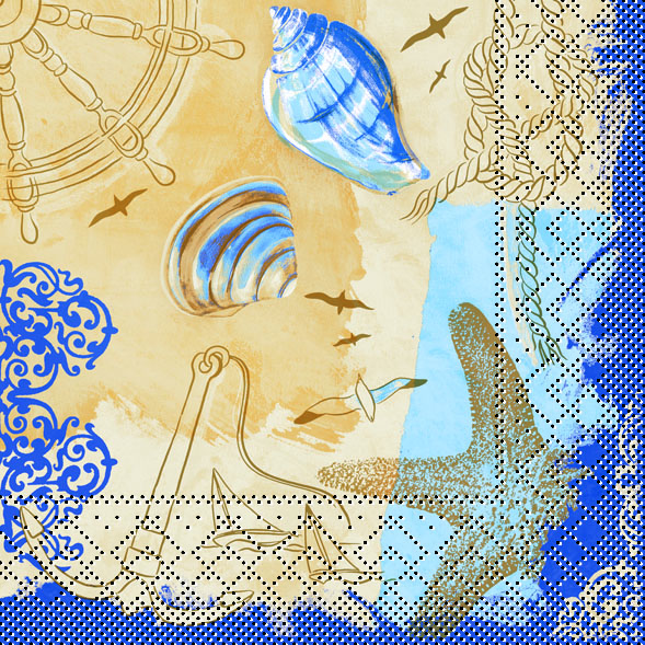 Tissue 3-lg Serviette Del Mar 33 x 33 cm 1/4 Falz