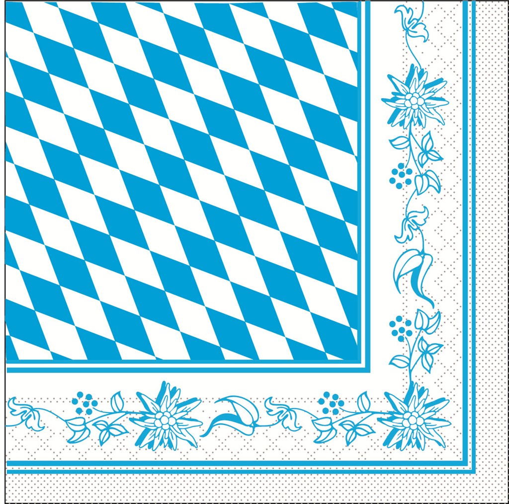 Tissue 3-lg. Serviette Bayern 33 x 33 cm 1/4 Falz