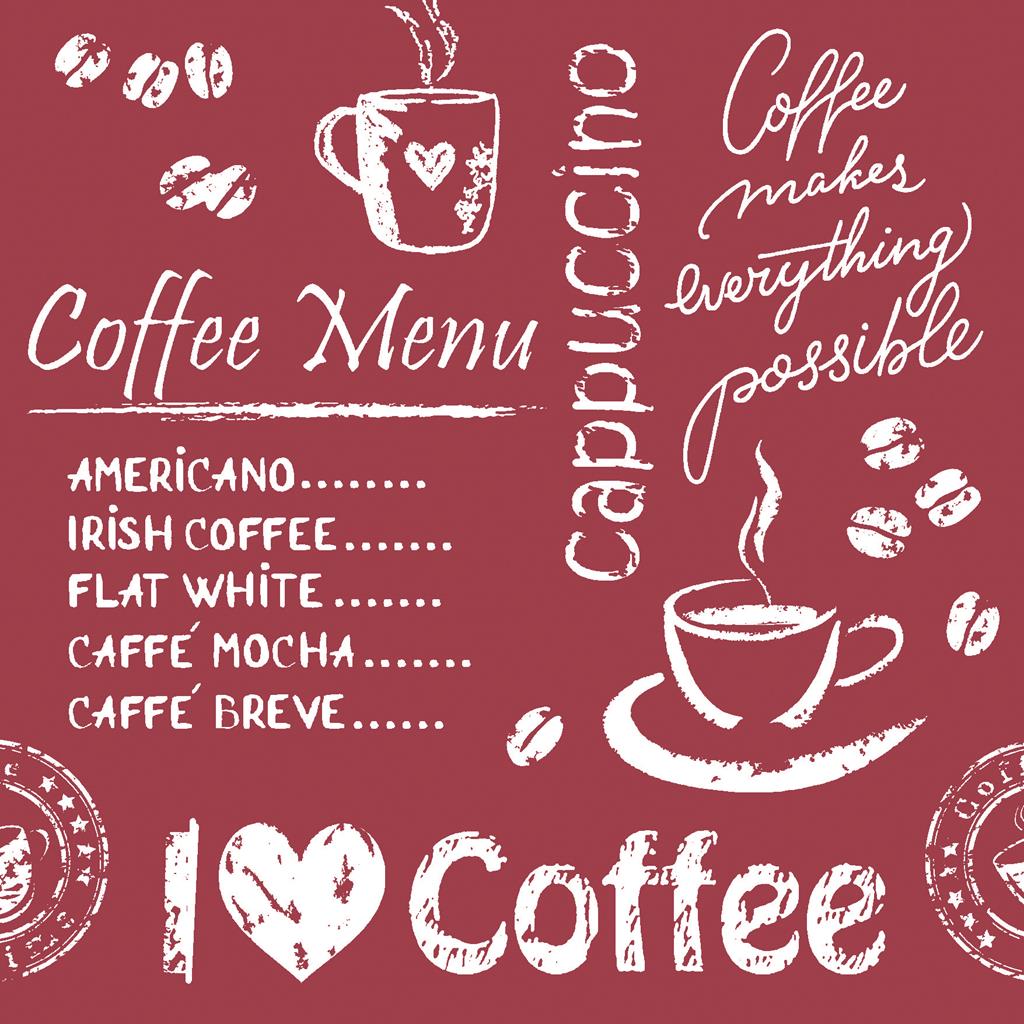 Tissue 9-lg Deckchen Coffee time bordeau 90 x 90 mm 6x250