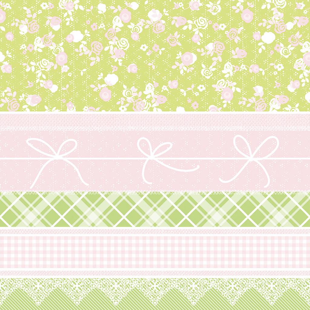 Linclass Serviette Hermine pink-lime 40 x 40 cm 1/4 Falz