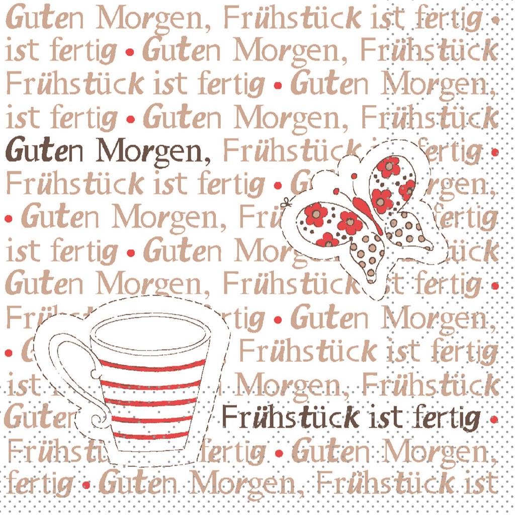 Tissue 3-lg Serviette Frühstück ist fert 24 x 24 cm 1/4 Falz, rot-braun