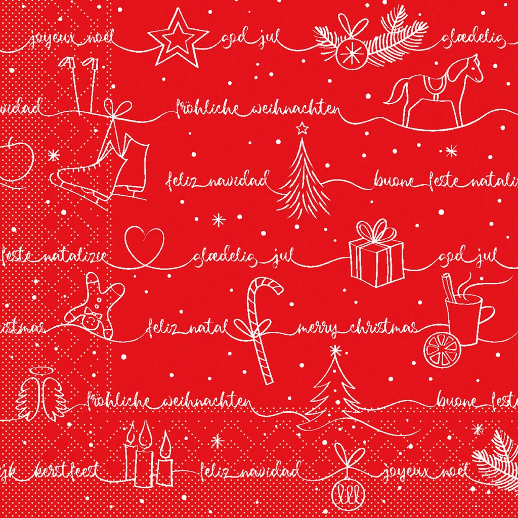 Tissue 3-lg Serviette  Ravin rot-grün-go 33 x 33 cm 1/4 Falz