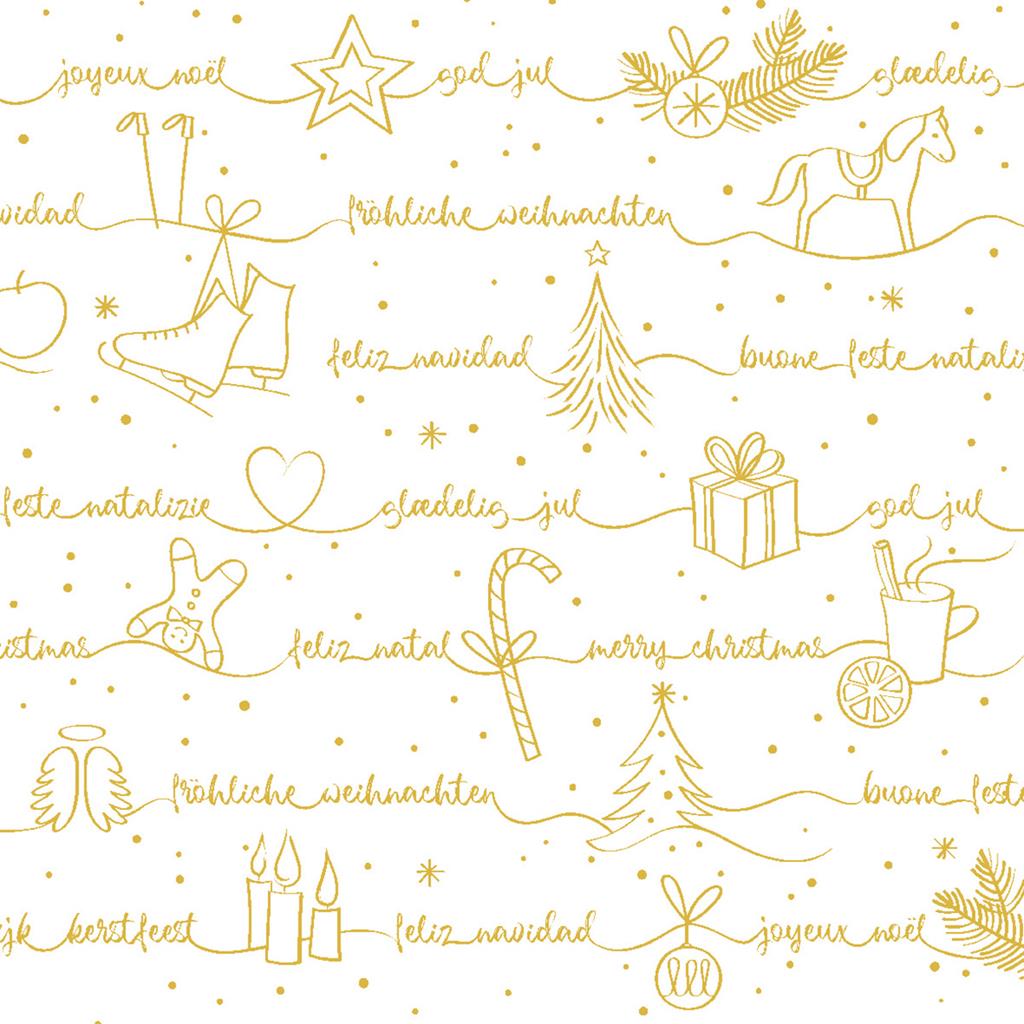 Tissue 3-lg Serviette  Ravin gold-weiss 24 x 24 cm 1/4 Falz