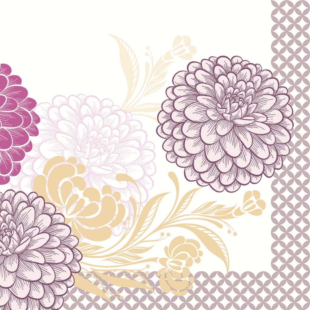Linclass Serviette Clarissa violett 40 x 40 cm 1/4 Falz