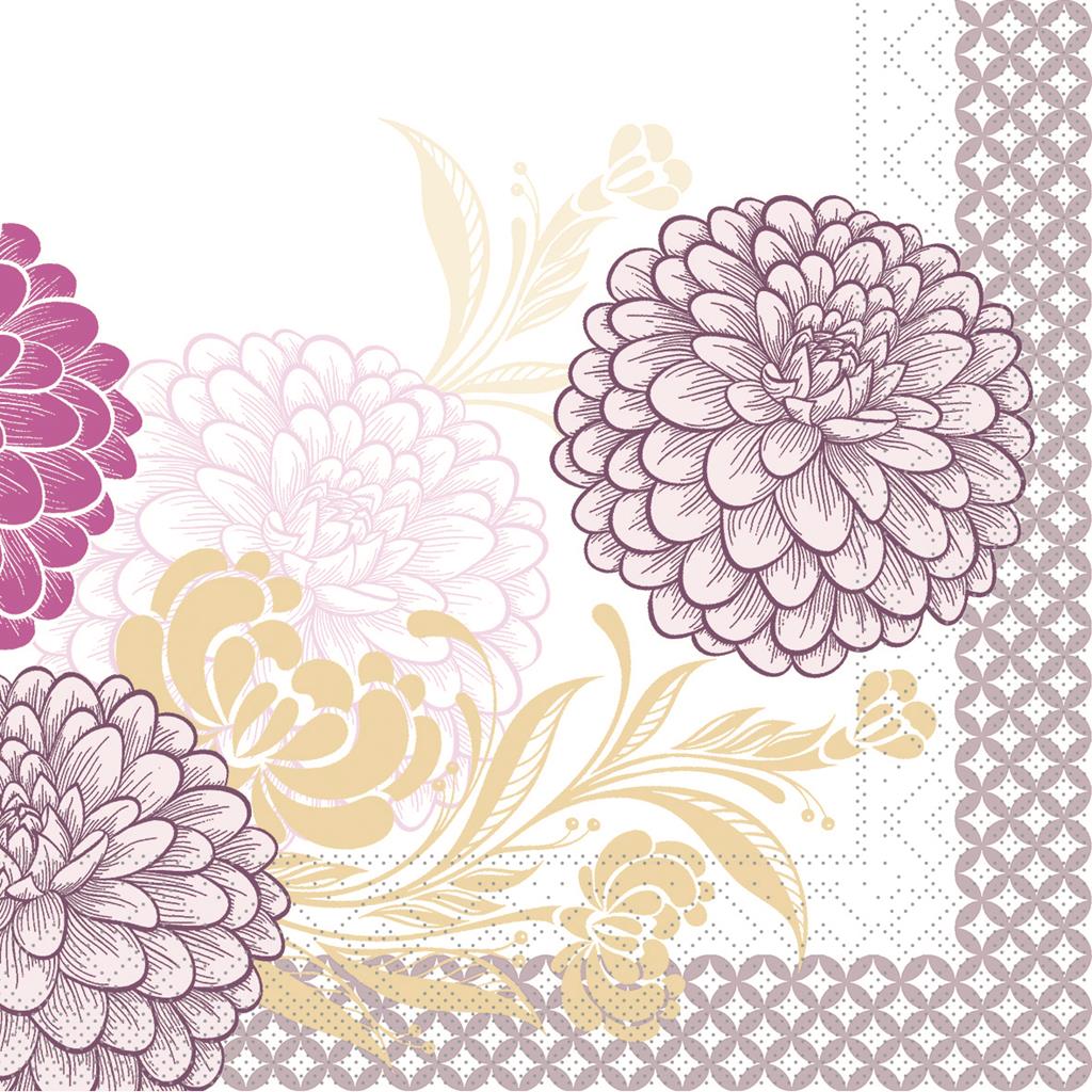 Tissue 3-lg Serviette Clarissa violett 40 x 40 cm 1/4 Falz