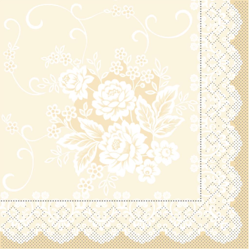 Tissue 3-lg Serviette Franziska beige 33 x 33 cm 1/4 Falz