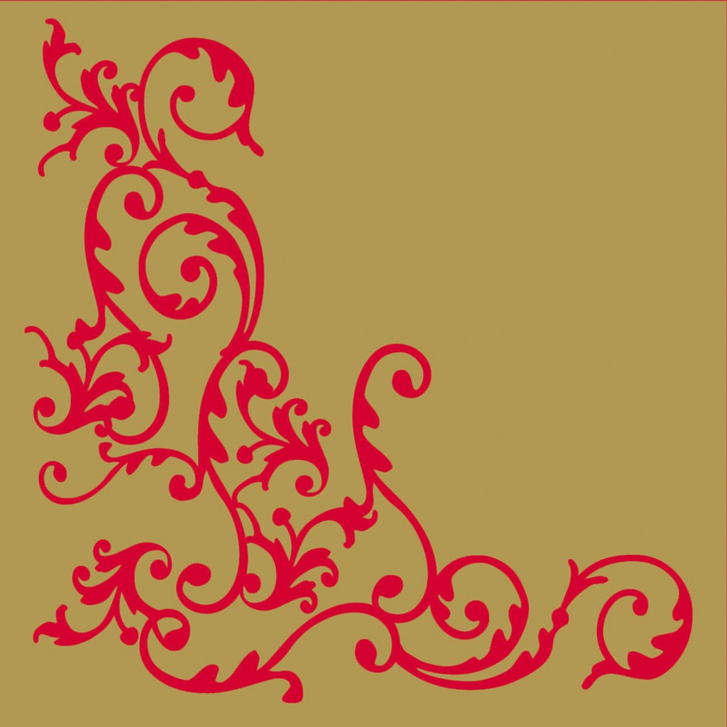 Linclass Serviette  Pomp gold-rot 40 x 40 cm 1/4 Falz