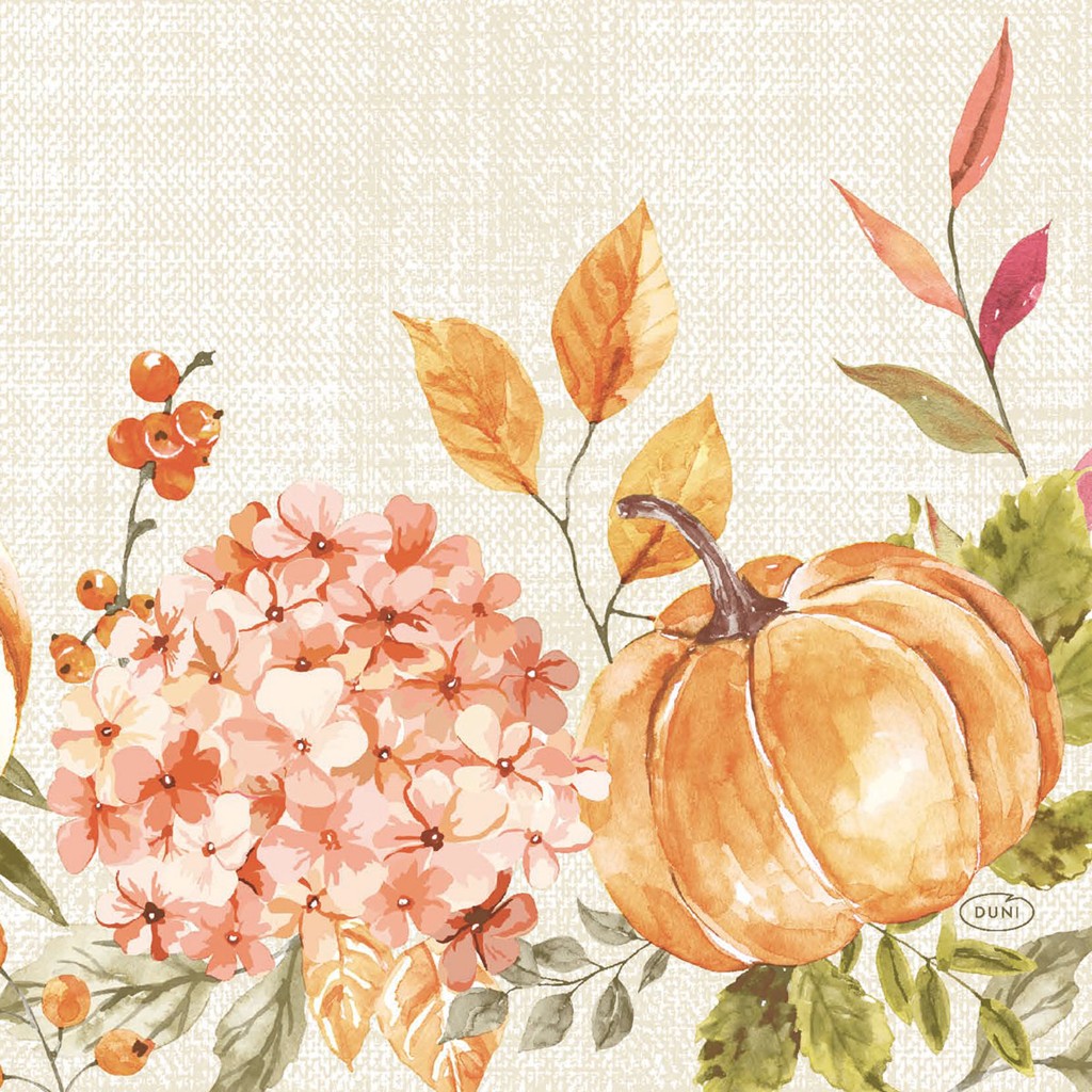 Zelltuchserviette Spicy Pumpkin 33 x 33 cm, 3-Lagig, 1/4-Falz