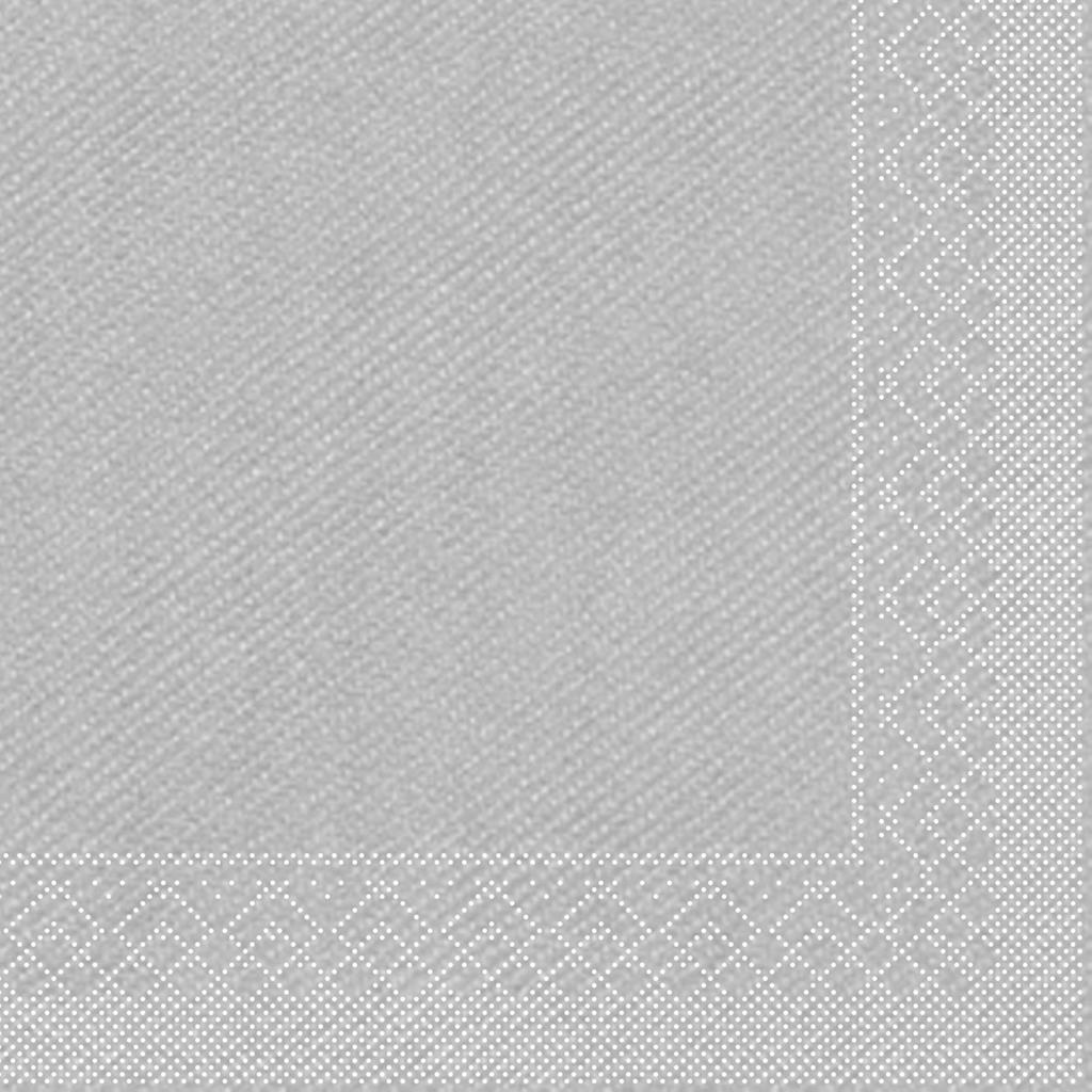 Tissue 3-lg Serviette  Basic silber 33 x 33 cm 1/4 Falz