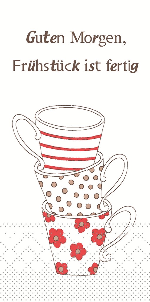 Tissue Serviette Frühstück ist fertig ro 33 x 33 cm 1/8 Falz 3-lg.