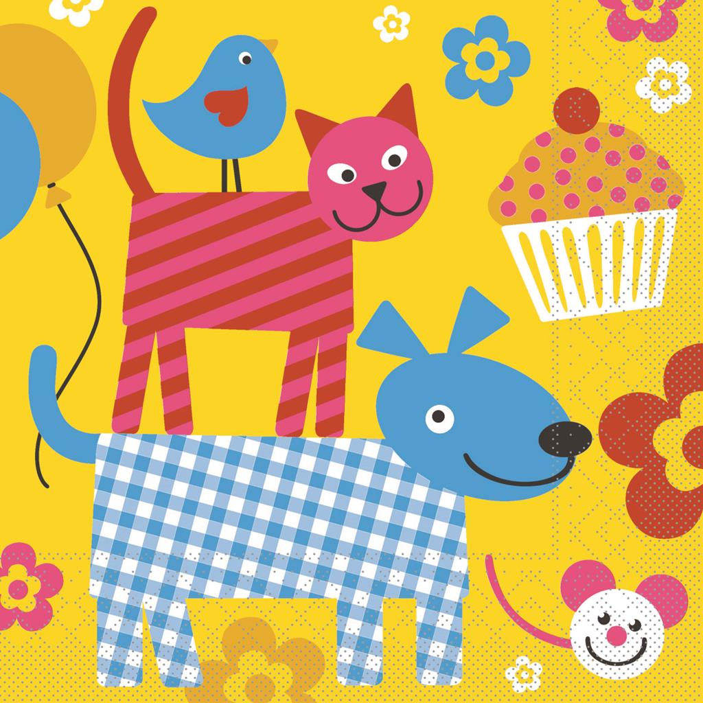 Tissue 3-lg Serviette Happy Kids 33 x 33 cm 1/4 Falz