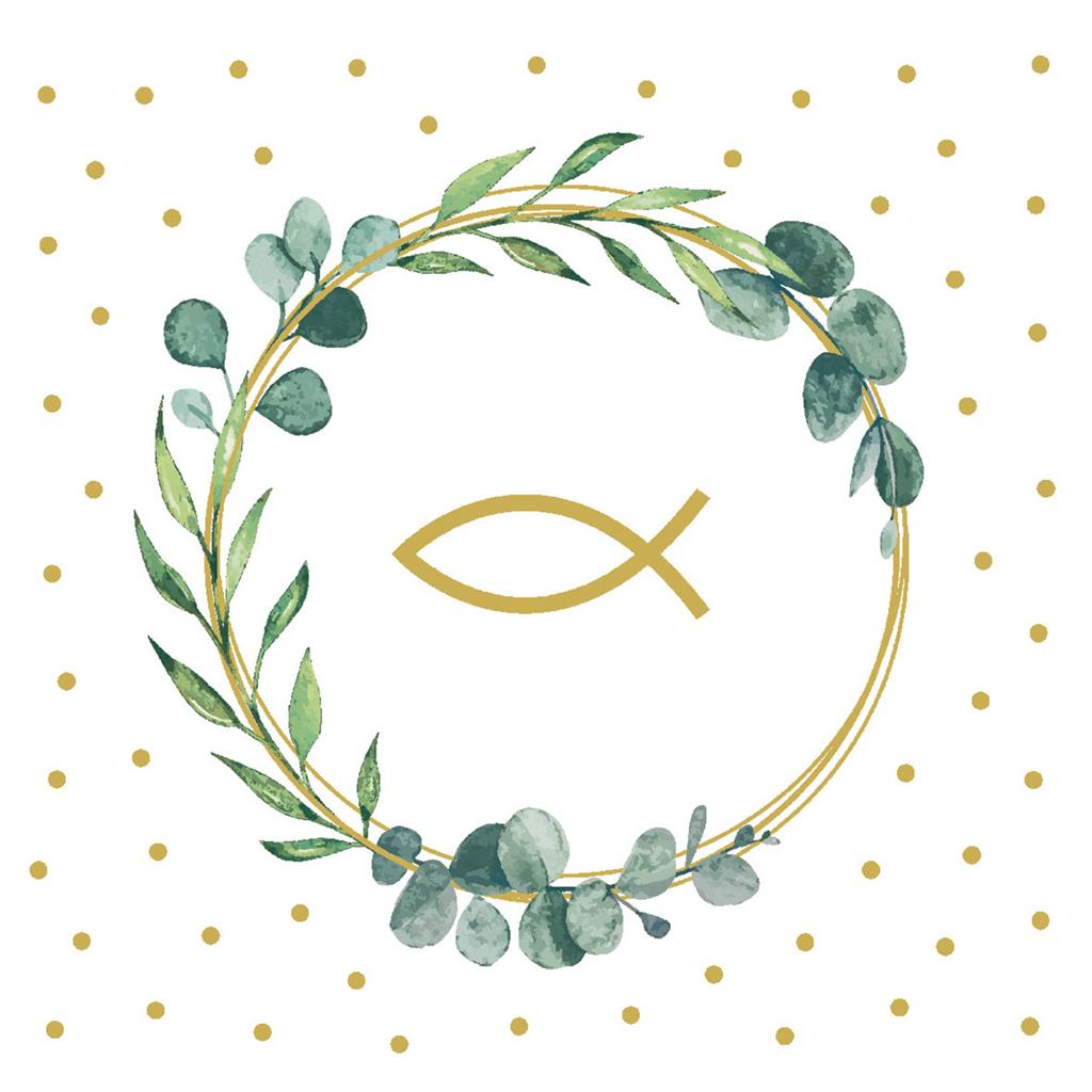 Linclass Serviette Eukalyptus-Fisch 40 x 40 cm 1/4 Falz