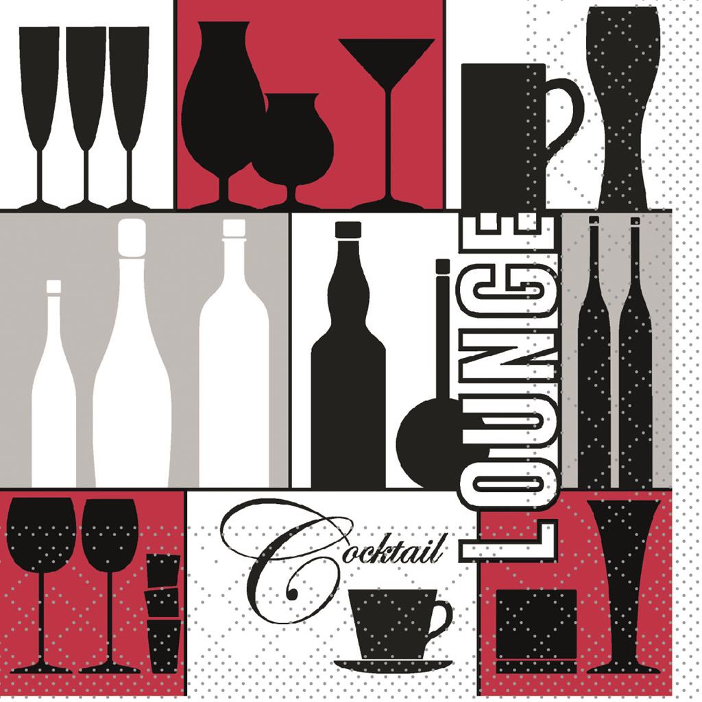 Tissue 3-lg Serviette Cocktail Lounge 24 x 24 cm 1/4 Falz