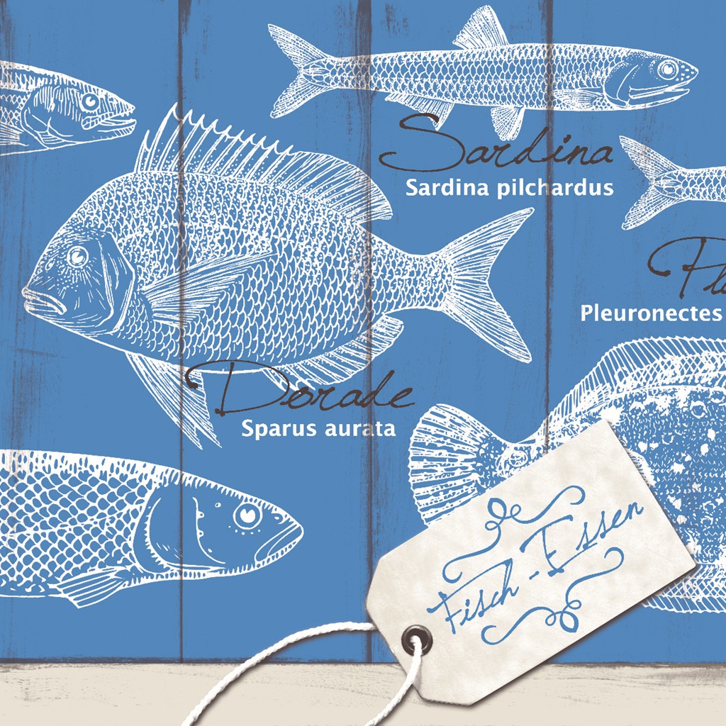 Linclass Serviette Fisch-Essen 40 x 40 cm 1/4 Falz