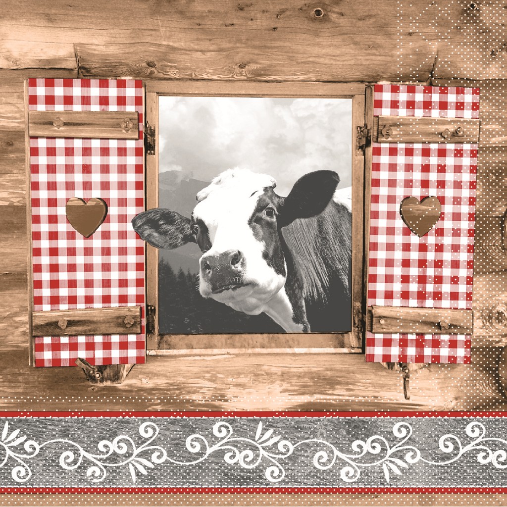 Tissue Serviette Almblick 33 x 33 cm 1/4 Falz 3-lg.