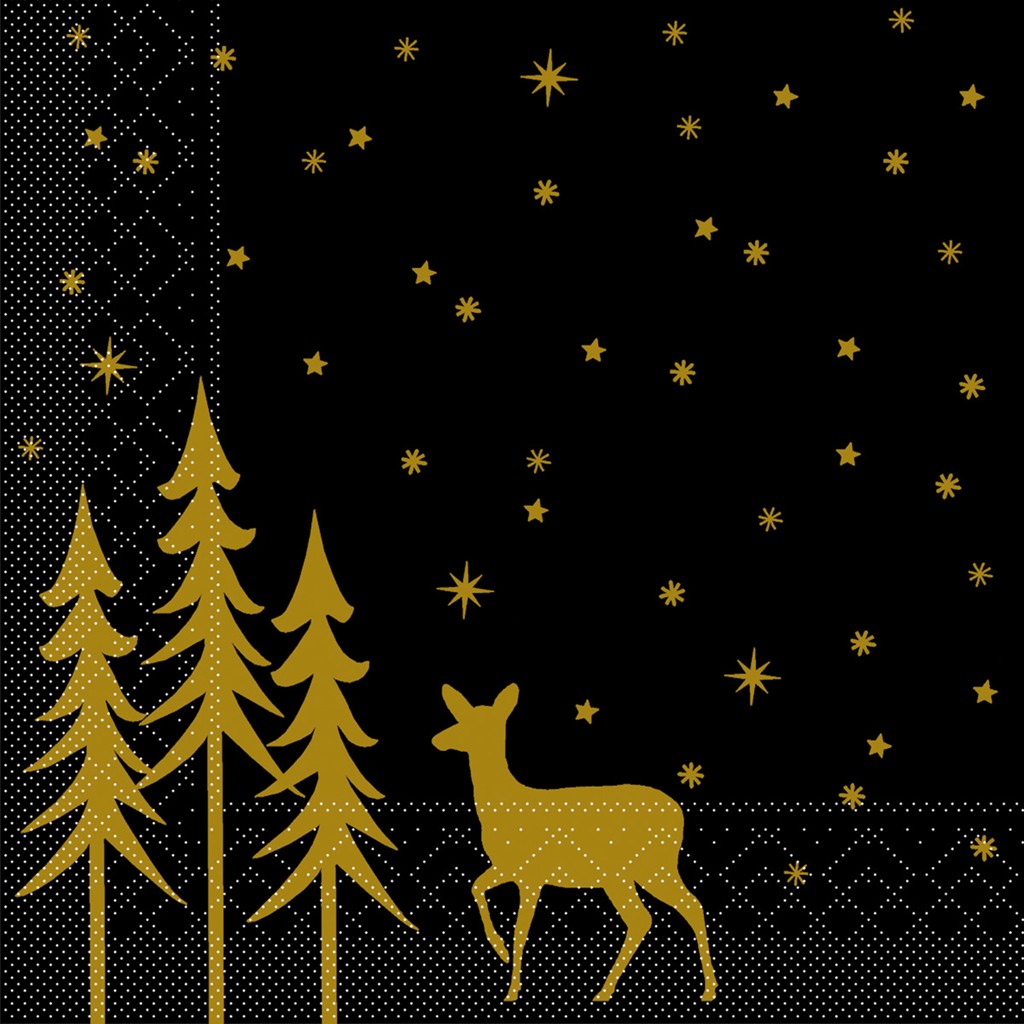 Tissue 3-lg Serviette  Liane schwarz 40 x 40 cm 1/4 Falz