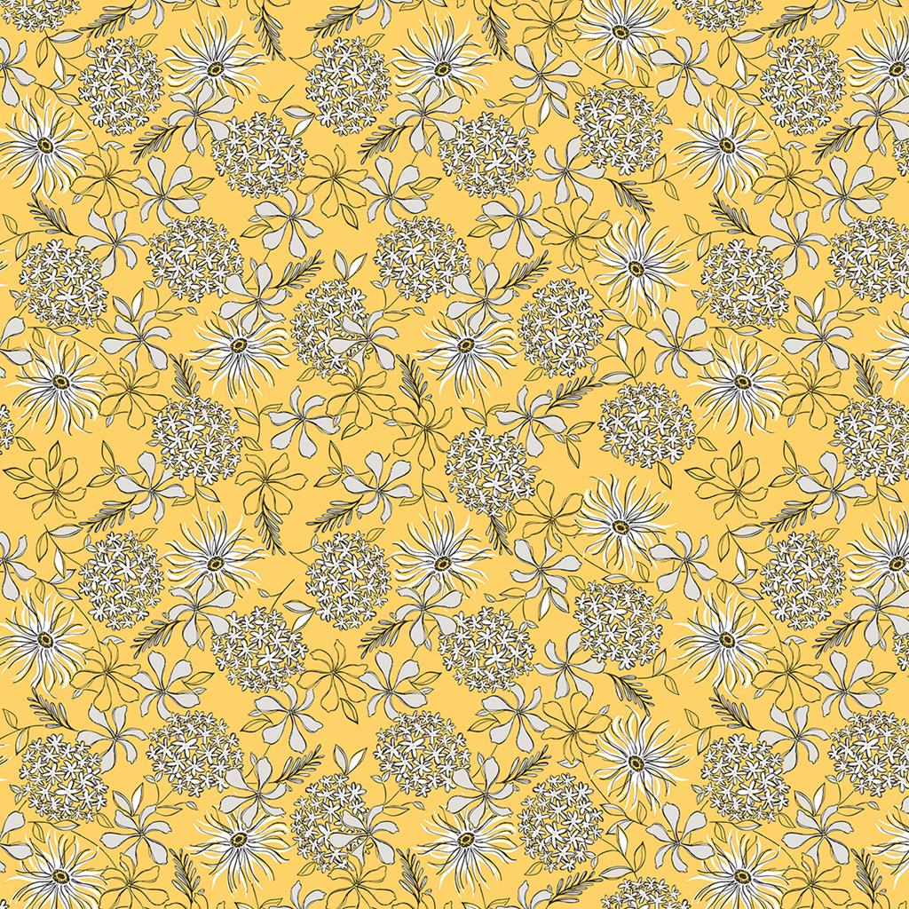 Linclass Tischdecke Hilde gelb-schwarz 80 x 80 cm 1/8-Falz