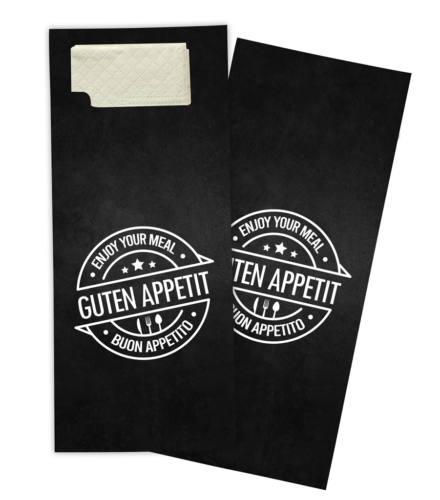 Bestecktasche "Guten Appetit" schwarz