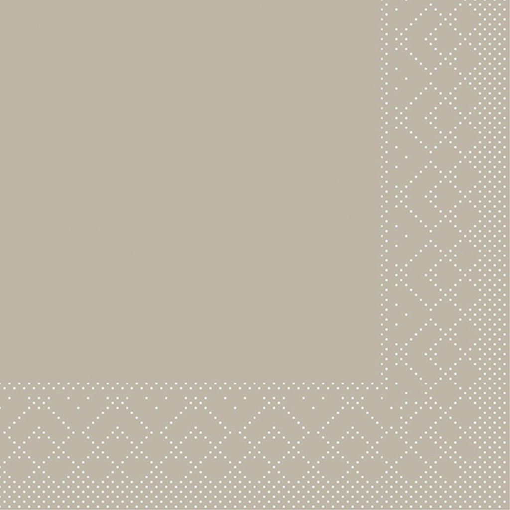 Tissue Serviette Basic beige grey 24 x 24 cm 1/4 Falz 3-lg.