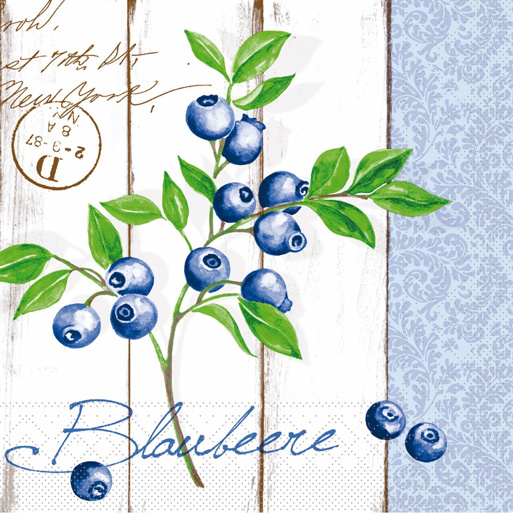 Tissue 3-lg. Serviette Blaubeere 33 x 33 cm 1/4 Falz