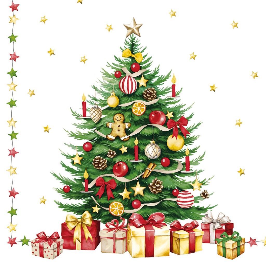 Linclass-Premium Serviette Tannenbaum 40 x 40 cm 1/4 Falz