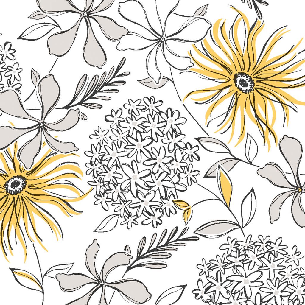 Linclass Serviette Hilde gelb-schwarz 40 x 40 cm 1/4 Falz