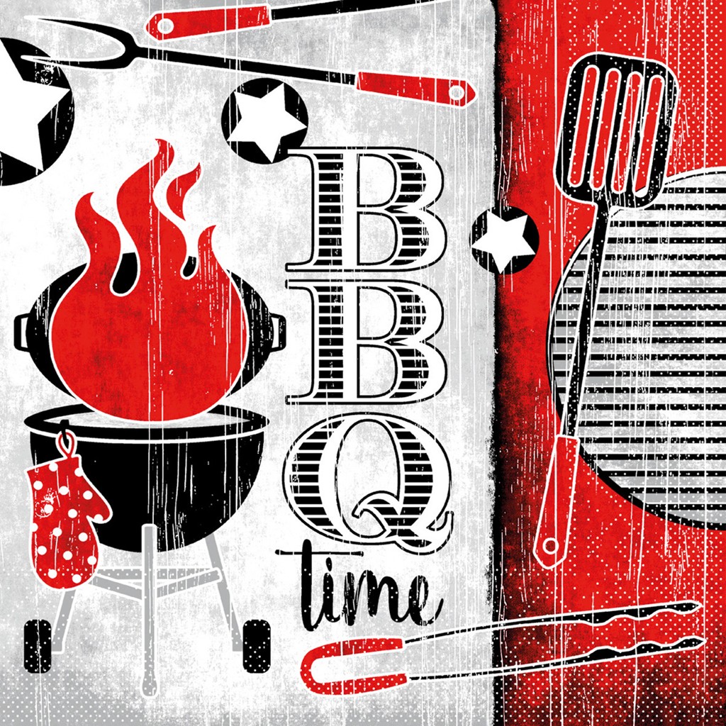 Tissue Serviette BBQ-Time 33 x 33 cm 1/4 Falz 3-lg