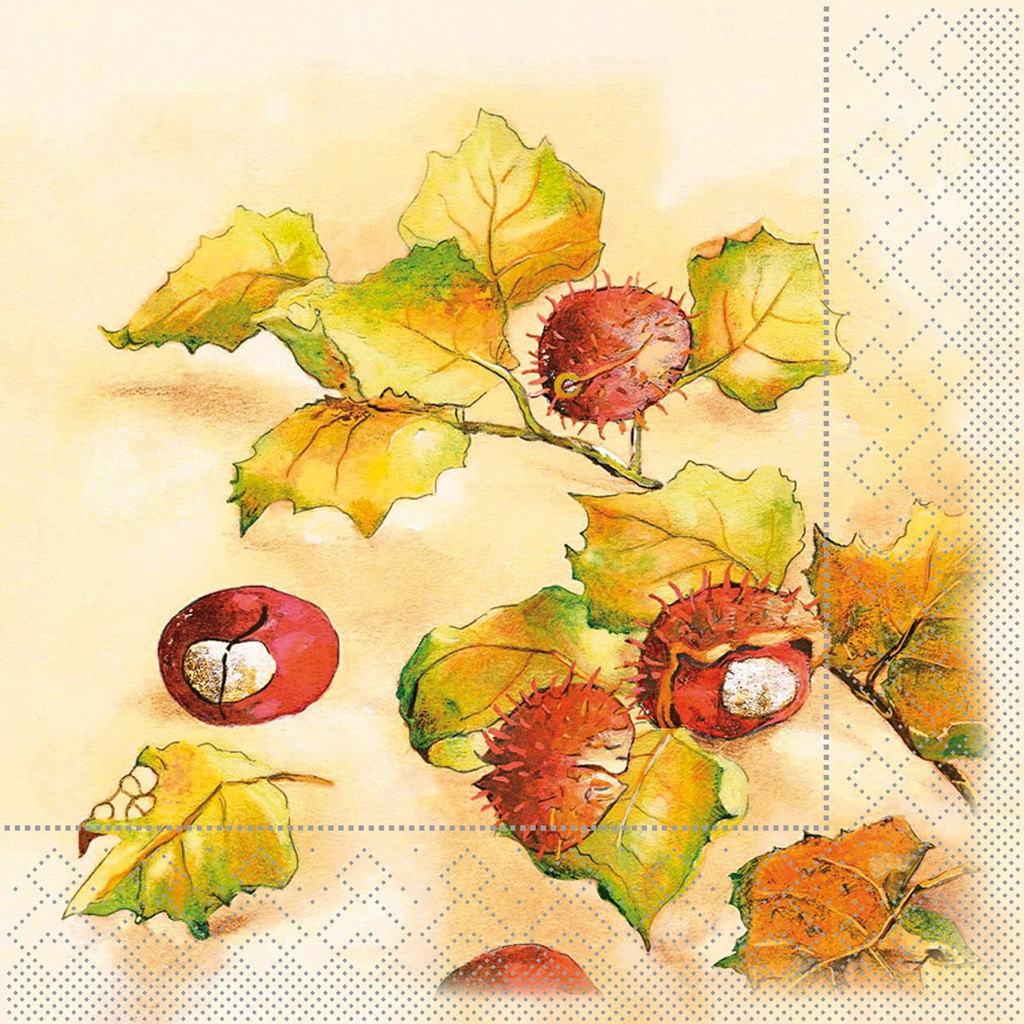 Tissue 3-lg. Serviette Kastanie 33 x 33 cm 1/4 Falz