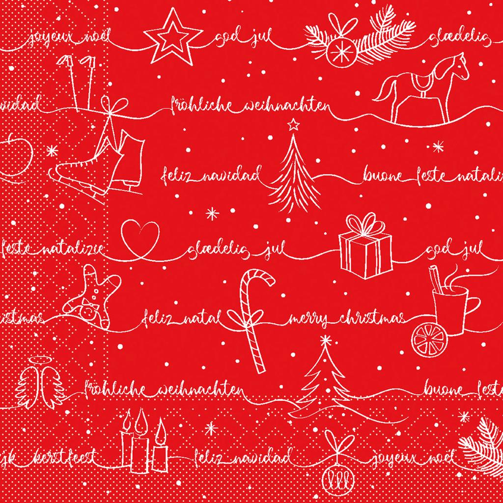 Tissue 3-lg Serviette  Ravin rot-grün-go 33 x 33 cm 1/4 Falz