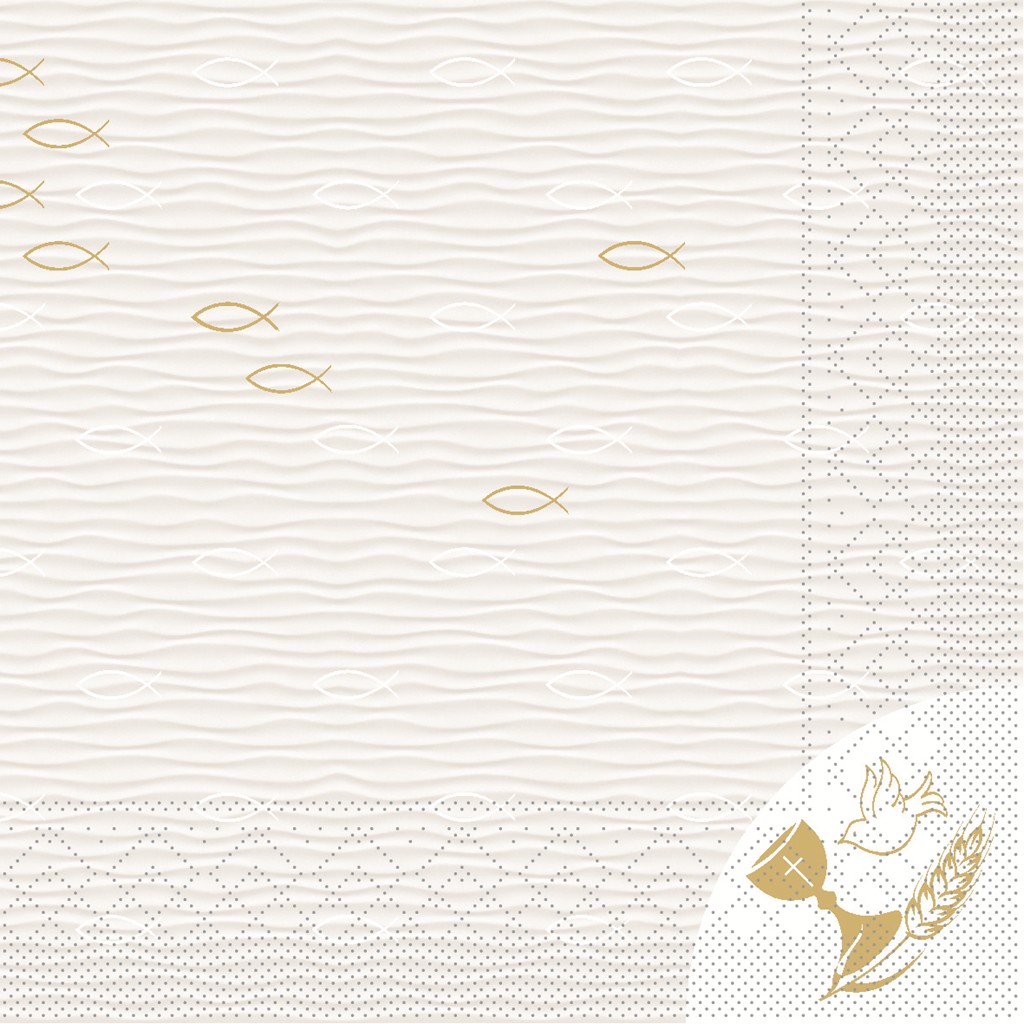 Tissue Serviette Kommunion/Konfirmation  33 x 33 cm 1/4 Falz 3-lg.