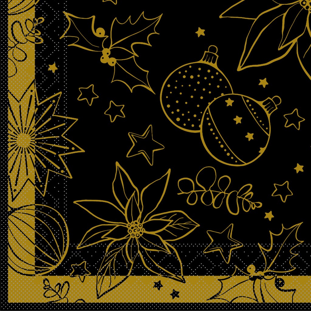 Tissue 3-lagig Serviette Milan schwarz 40 x 40 cm 1/4 Falz