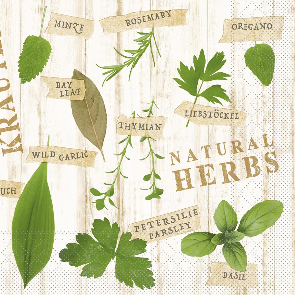 Tissue 3-lg Serviette Kräuter 40 x 40 cm 1/4 Falz