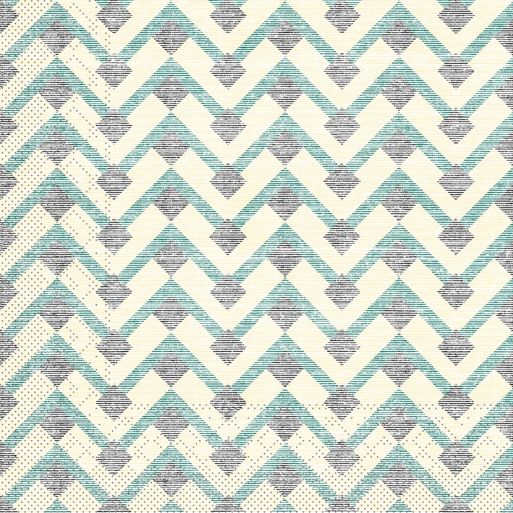 Tissue Serviette Oskar beige-grün-schwar 33 x 33 cm 1/4 Falz 3-lg.