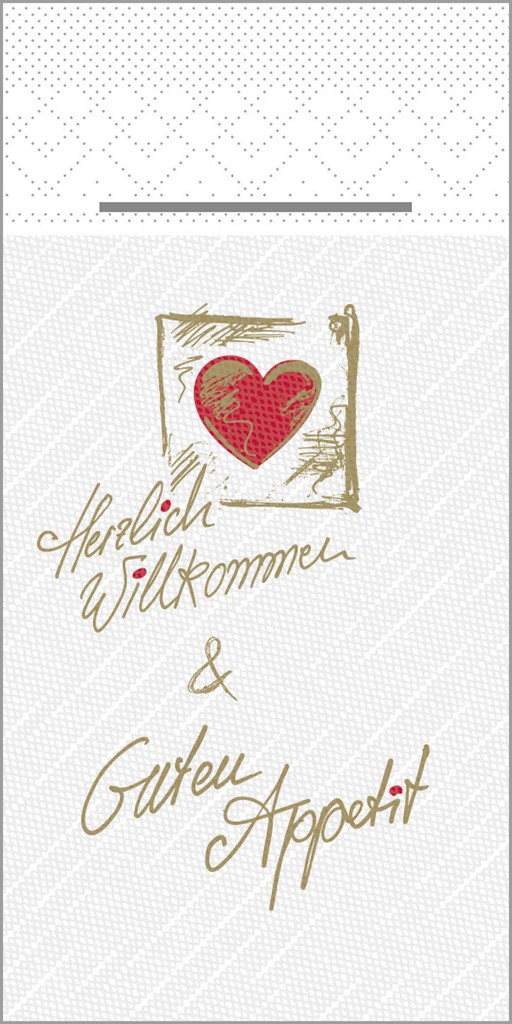 Deluxe Pocket-Nap. Herzl. Willkommen & G 40 x 40 cm 1/8 Falz