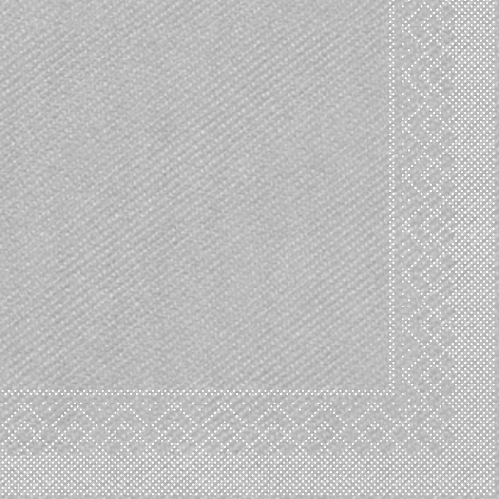 Tissue 3-lagig Serviette Basic silber 33 x 33 cm 1/4 Falz