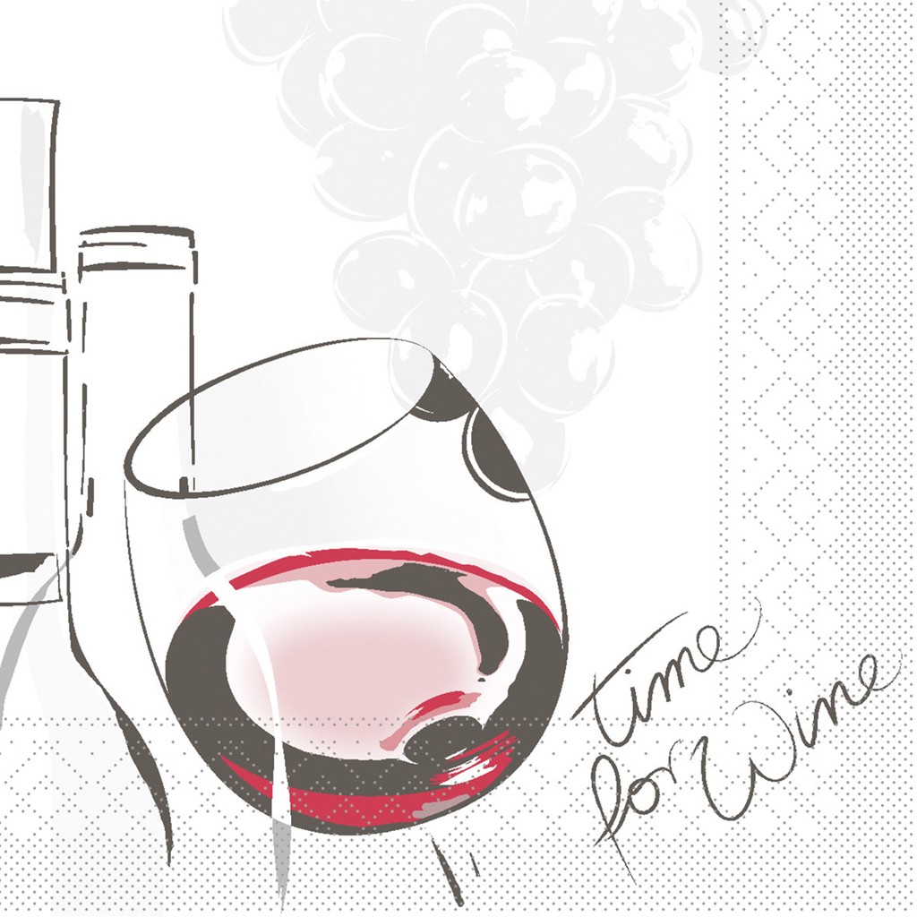 Tissue Serviette Time for wine 24 x 24 cm 1/4 Falz 3-lg.