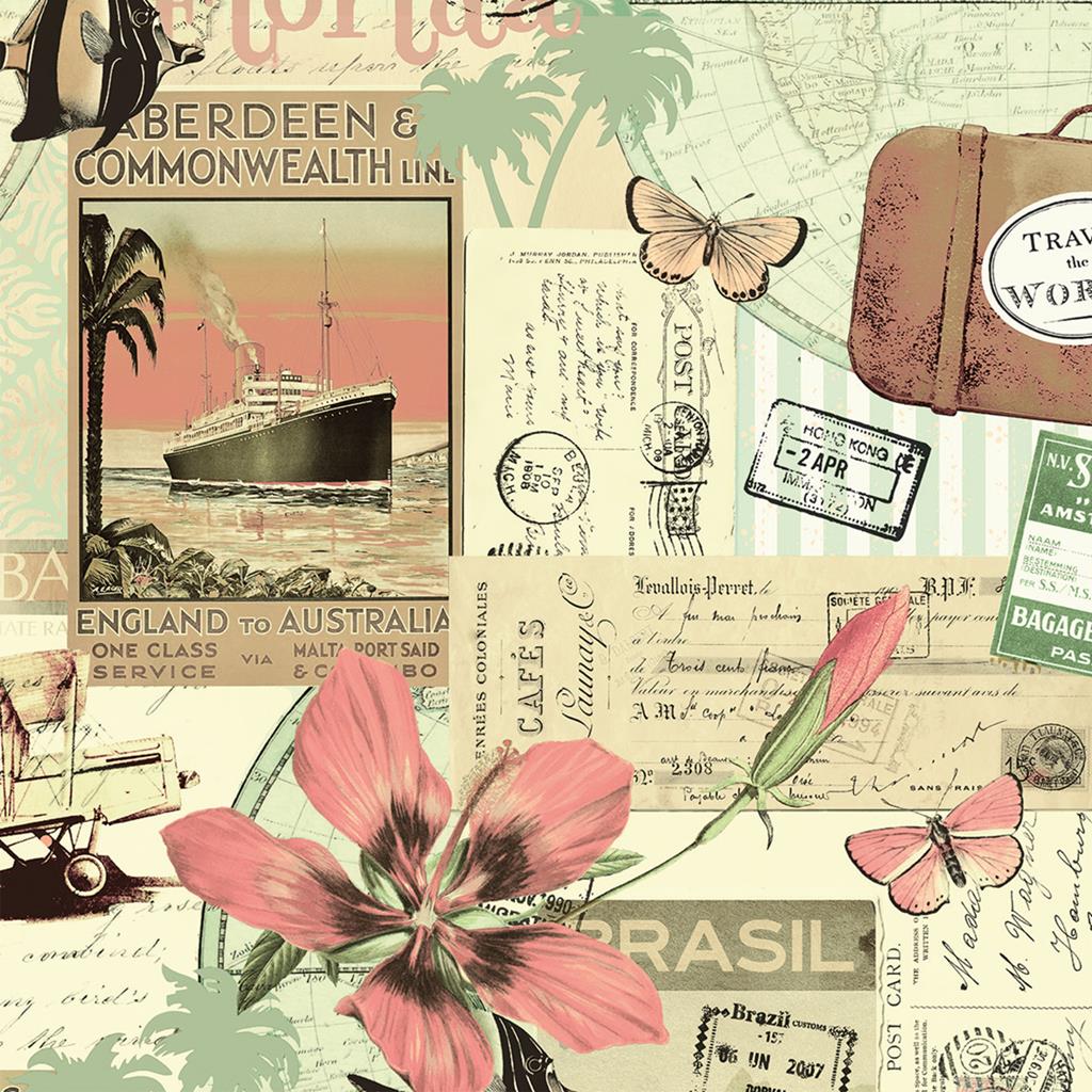 Linclass Serviette Travel the world 40 x 40 cm 1/4 Falz