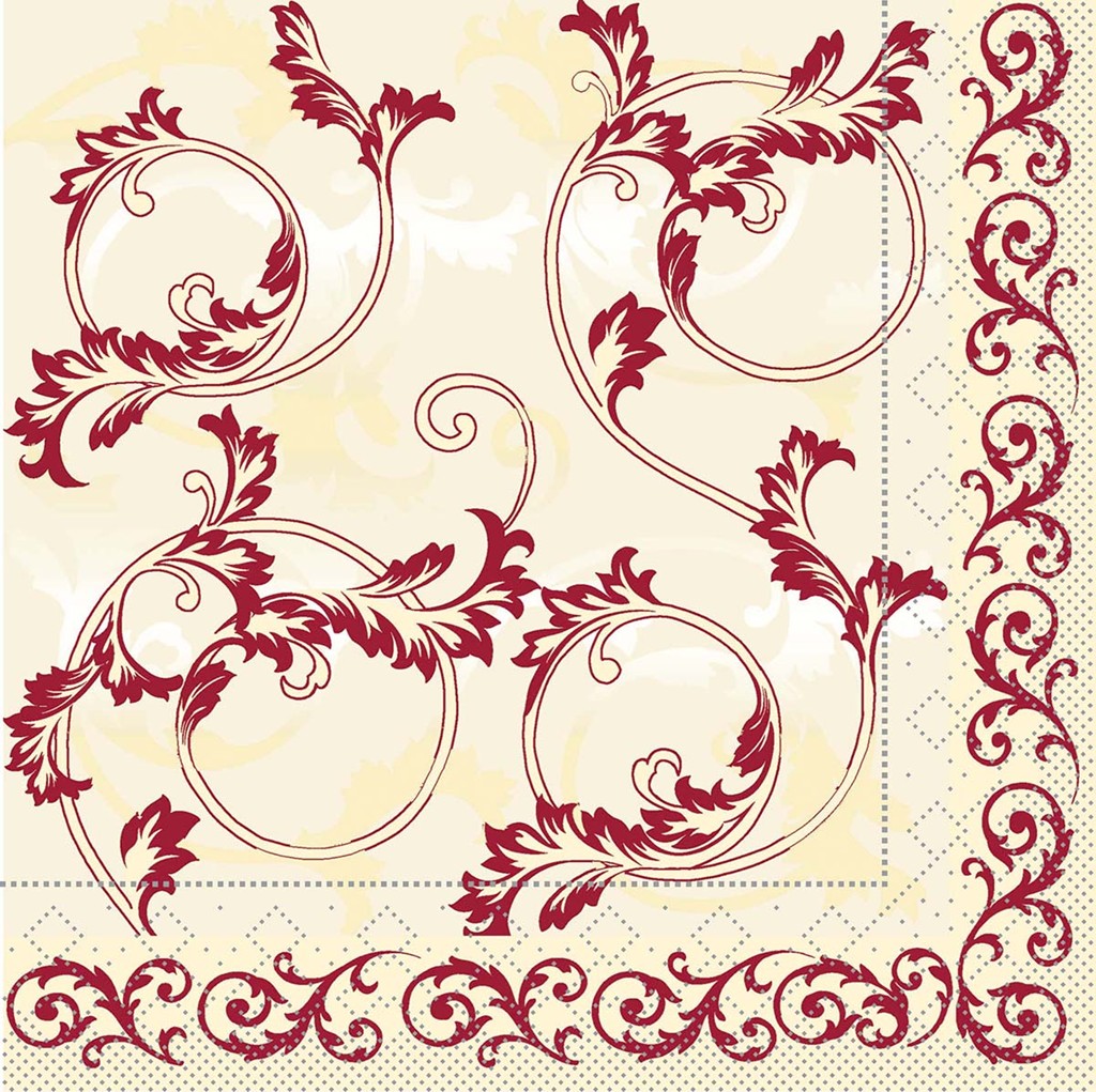Tissue Serviette Michel bordeaux 33 x 33 cm 1/4 Falz 3-lg.