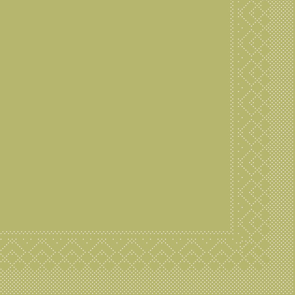 Tissue 3-lg Serviette Basic oliv 40 x 40 cm 1/4 Falz