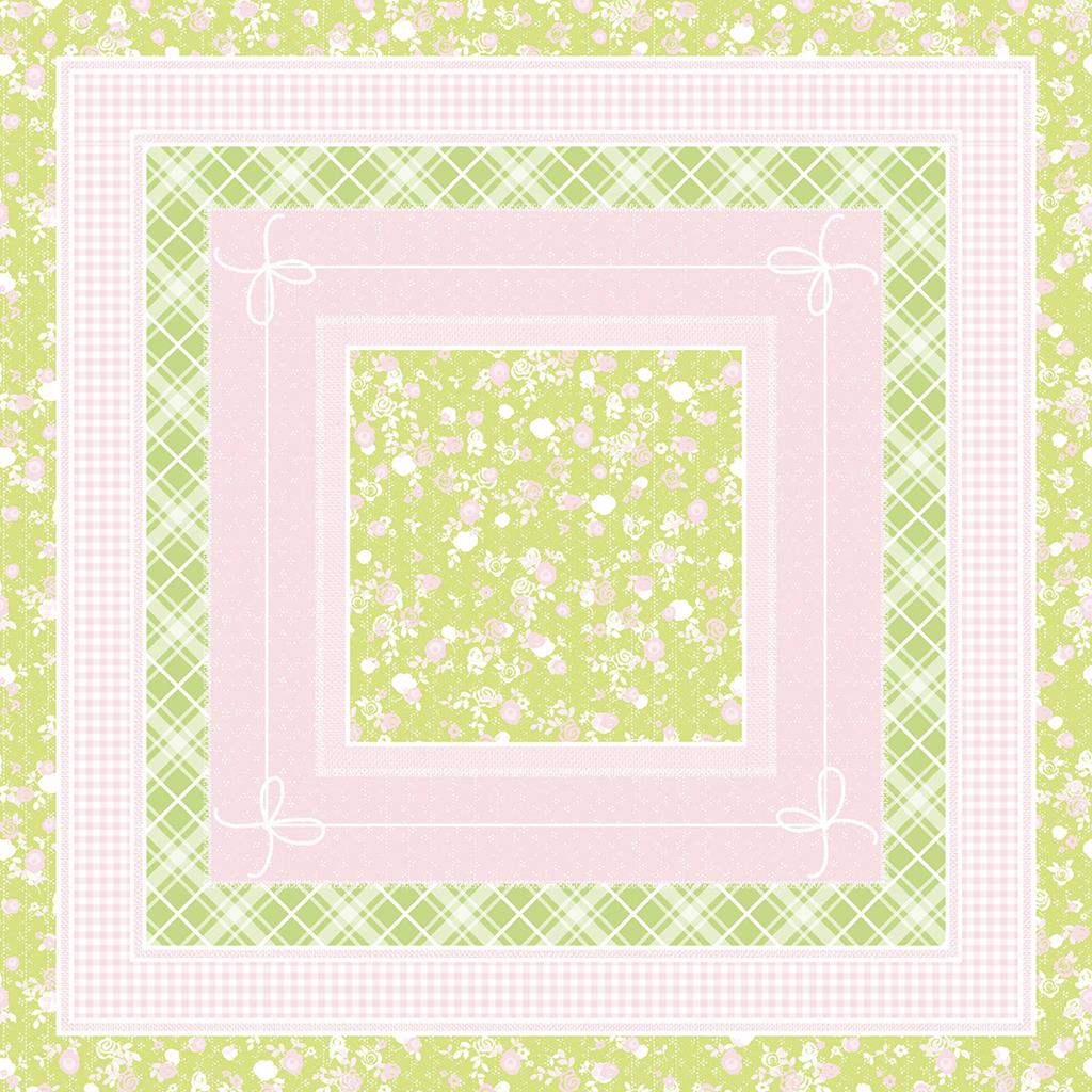 Linclass Tischdecke Hermine rosa-lime 80 x 80 cm 1/8-Falz