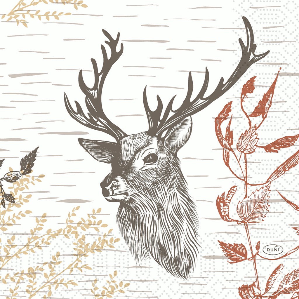 Zelltuchservietten 3 lg 1/4 Falz Wood & Deer, 33x33cm